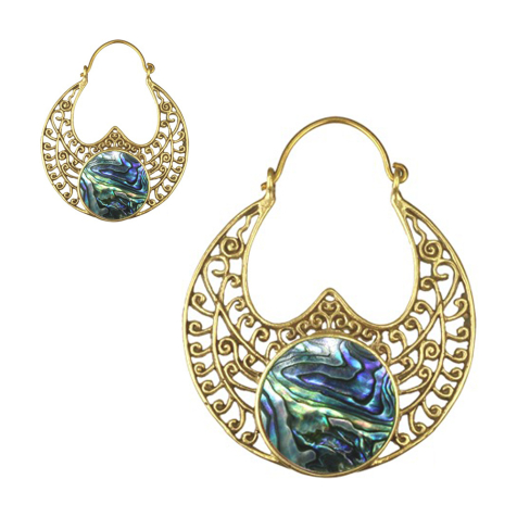 Orecchino placcato oro con foglie di ablaone