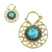 Gold-plated triangle earring with turquoise stone