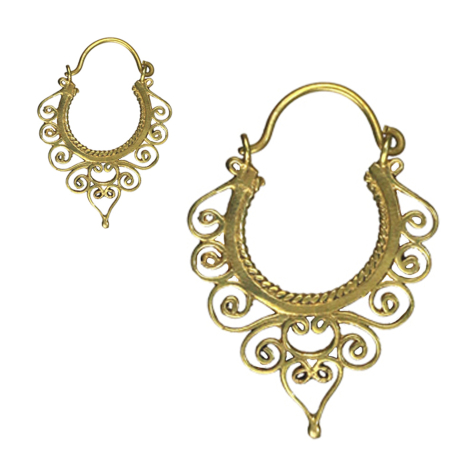 Orecchino a cuore placcato oro a onde