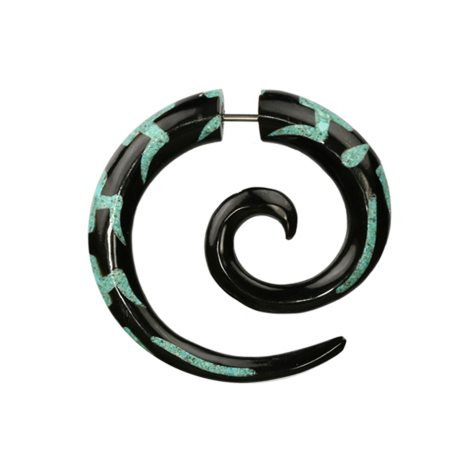Fake Spirale aus Horn rechtecke aus Türkis Stein