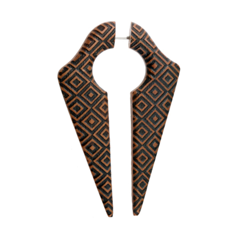 Fake Ohrgewicht Schlüsselloch Sumatra Batik aus Sawo Holz