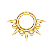 Segment ring hinged gold-plated cones and balls