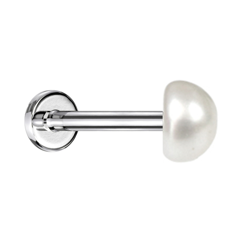 Micro labret internal thread silver pearl