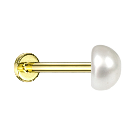 Micro labret filo interno perla placcata oro