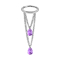 Micro segment ring hinged silver pendant horizontal two chains two oval crystals purple