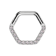 Micro Segmentring klappbar silber Hexagon front Kristalle...