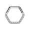 Micro bague segmentée pliable argentée façade hexagonale cristaux argentés