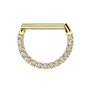 Micro segment ring hinged gold-plated half ring front...