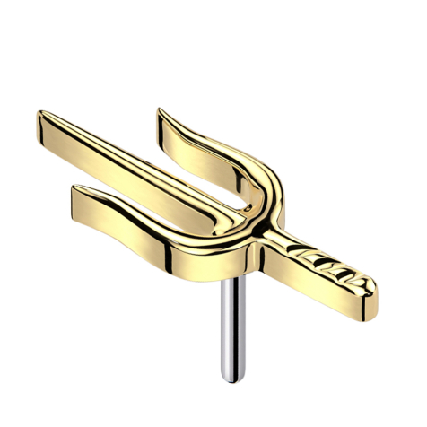 Threadless trident, gold-plated