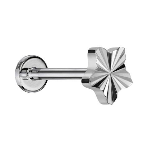 Micro Labret filettatura interna argento disco taglio diamante stella argento