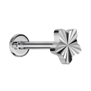 Micro Labret Internal Thread Silver Diamond Cut Disc Star...
