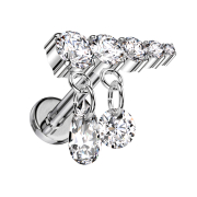 Micro Labret Innengewinde silber fünf Kristalle...