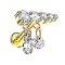 Micro Labret filettatura interna placcato oro cinque cristalli argento ciondolo due catene cristalli argento destra