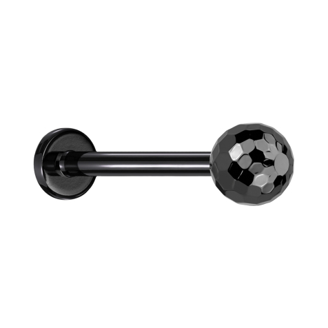 Labret Micro Threadless nero con sfera disco nero