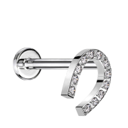 Micro Threadless Labret silber Hufeisen silber Kristalle...