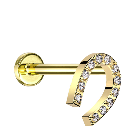 Micro Threadless Labret gold-plated horseshoe gold-plated crystals silver