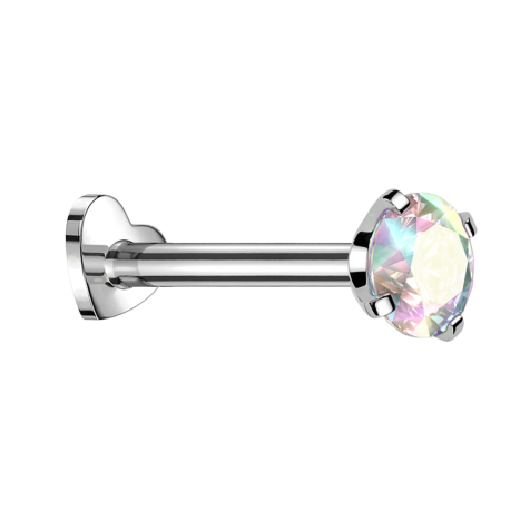 Micro Labret Herz Innengewinde silber Kristall multicolor gefasst