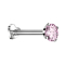 Micro Labret Cuore filettatura interna argento cristallo rosa incastonato