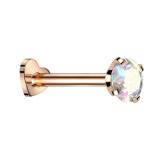 Micro Labret Heart Internal Thread Rose Gold Crystal...