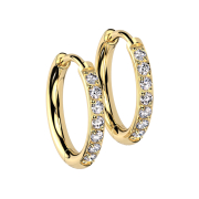 Orecchino placcato oro cristalli argento