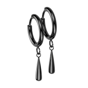 Orecchino nero con pendente a goccia