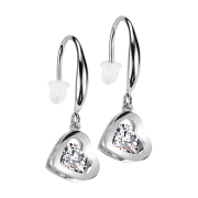 Earring silver pendant heart crystal silver