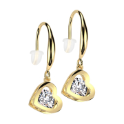 Earring gold-plated pendant heart crystal silver