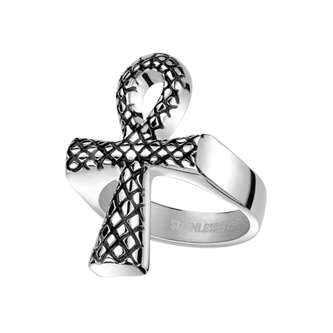 Ring silber Kreuz mit Schlangemuster