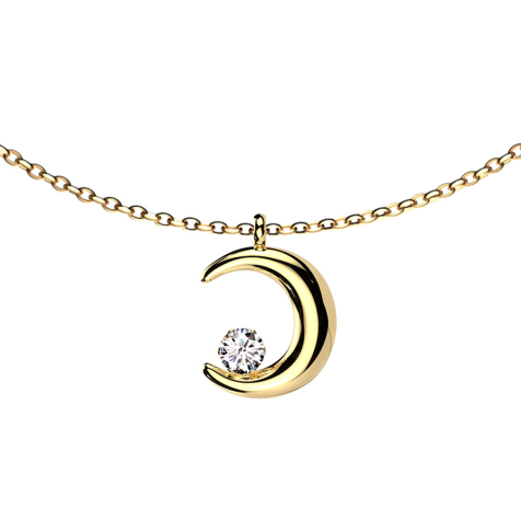 Ciondolo a catena placcato oro con cristallo di luna in argento