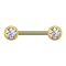 Gold-plated barbell with two crystal silver balls at the front
