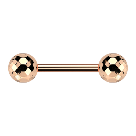 Barbell sans filetage en or rose avec deux boules disco en or rose
