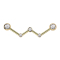 Barbell gold-plated angled three crystals silver with two balls gold-plated crystal silver