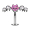 Tige labret sans filetage Banane argent Fleur opale rose sertie de quatre cristaux