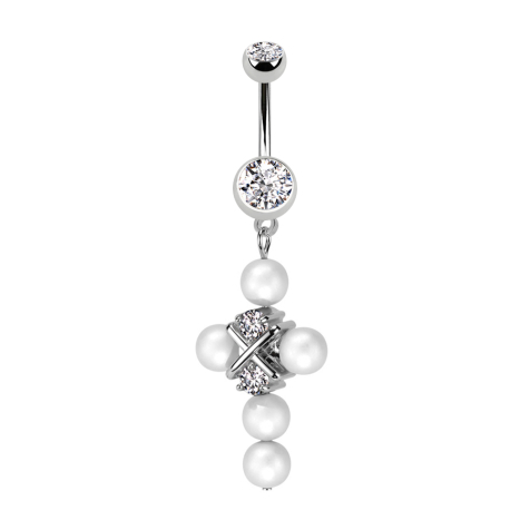 Banana silver with two balls silver crystal silver pendant pearl cross