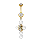 Banana gold-plated with two balls gold-plated crystal...