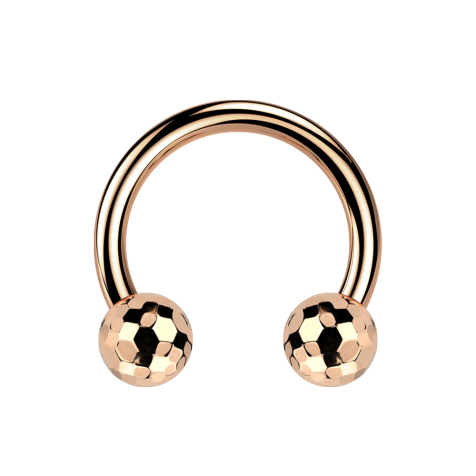 Micro Threadless Circular Barbell rose gold with two disco balls rose gold