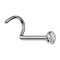 Curved silver nose stud with flat half-sphere crystal silver