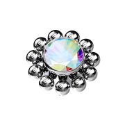 Dermal Anchor silber Kugelblume Kristall multicolor