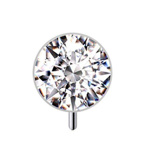 Threadless Mezza sfera argento frontale con cristallo argento