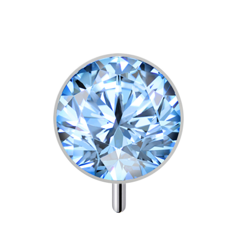 Threadless Halbkugel silber front mit Kristall aqua
