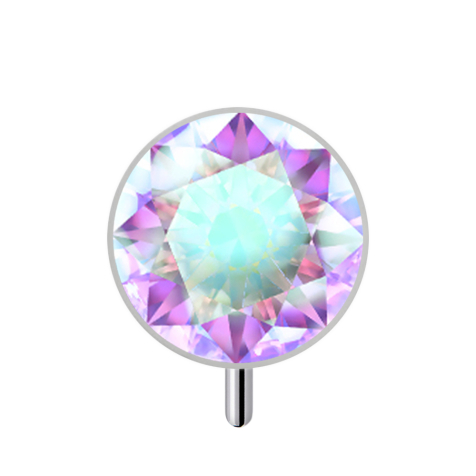 Demi-sphère sans filetage argentée à lavant avec cristal multicolore