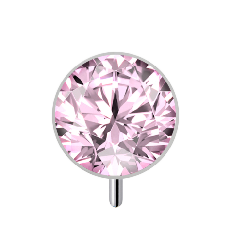 Threadless Halbkugel silber front mit Kristall pink