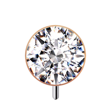 Demi-sphère sans filetage, face avant en or rose avec cristal argenté