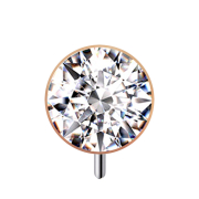 Threadless Halbkugel rosegold front mit Kristall silber
