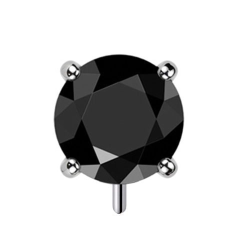 Threadless argento spesso frontale con cristallo incastonato nero