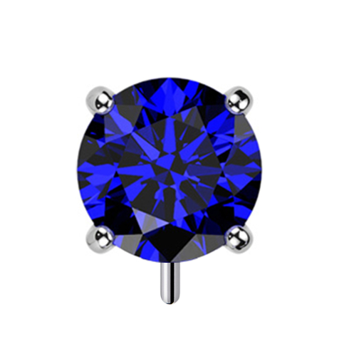 Threadless argento spesso frontale con cristallo incastonato blu scuro