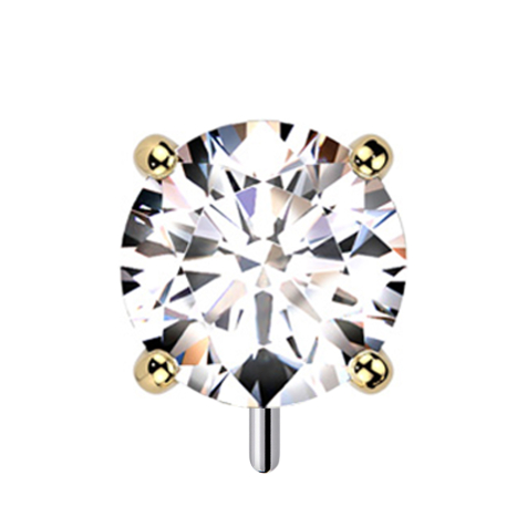 Threadless placcato oro con frontale spesso e cristalli incastonati in argento