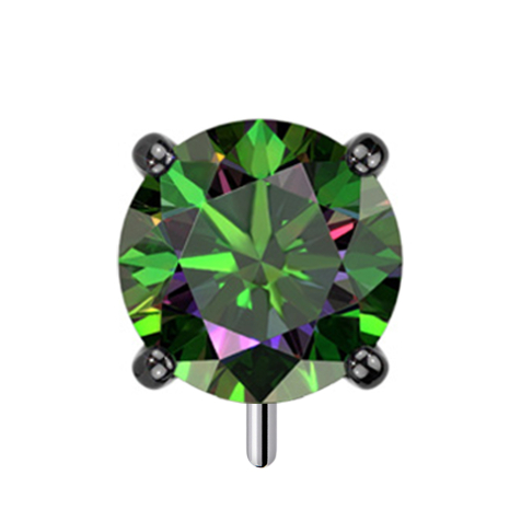 Threadless nero spesso frontale con cristallo scuro multicolore incastonato