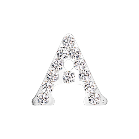 Threadless argento con cristalli argento lettera A
