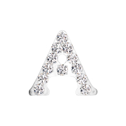 Threadless argento con cristalli argento lettera A